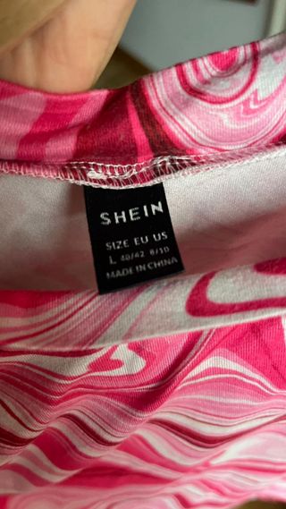 Top Shein manga larga estampado abstracto