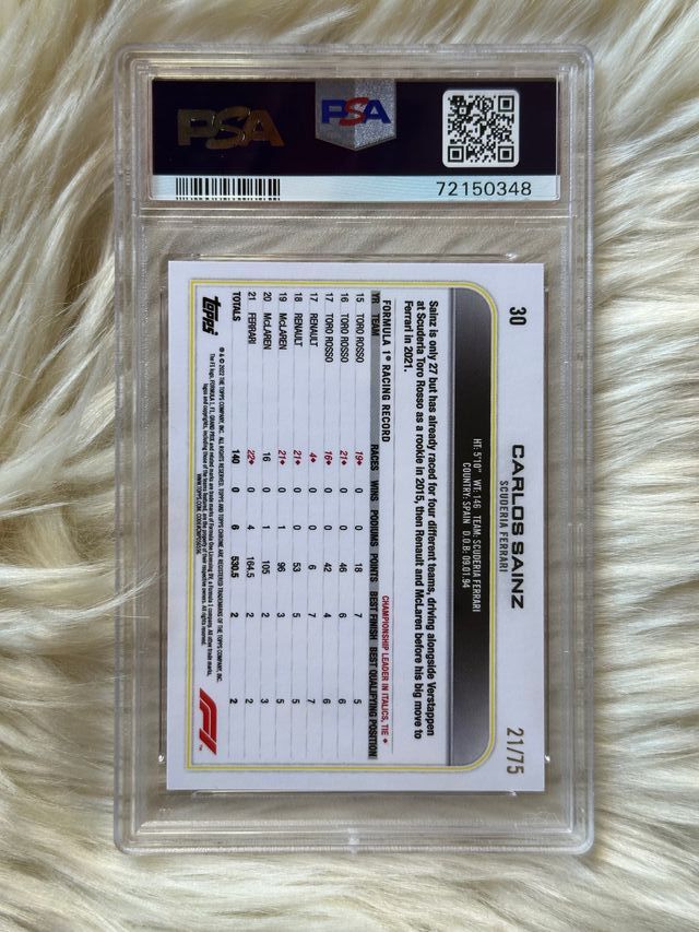 Carlos Sainz 2022 Topps Chrome F1 PSA 10