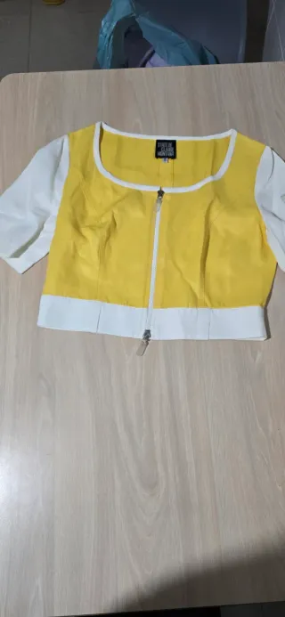 Top STATE OF CLAUDE MONTANA giallo e bianco