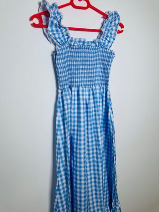 Vestido Maxi cuadros vichy azul y blanco Talla M