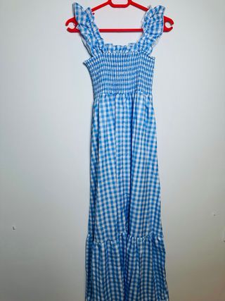 Vestido Maxi cuadros vichy azul y blanco Talla M