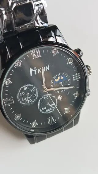 Reloj MI KUN Negro y Plateado