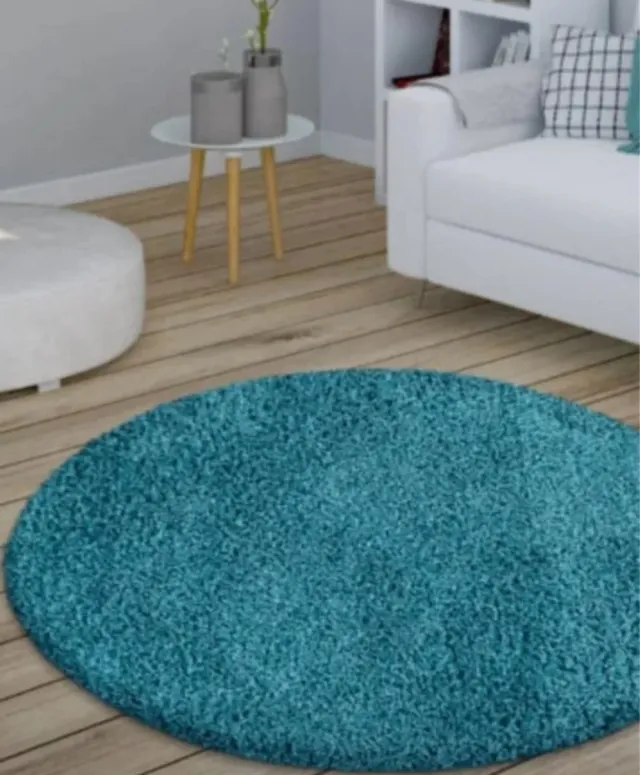 Alfombra redonda salón azul