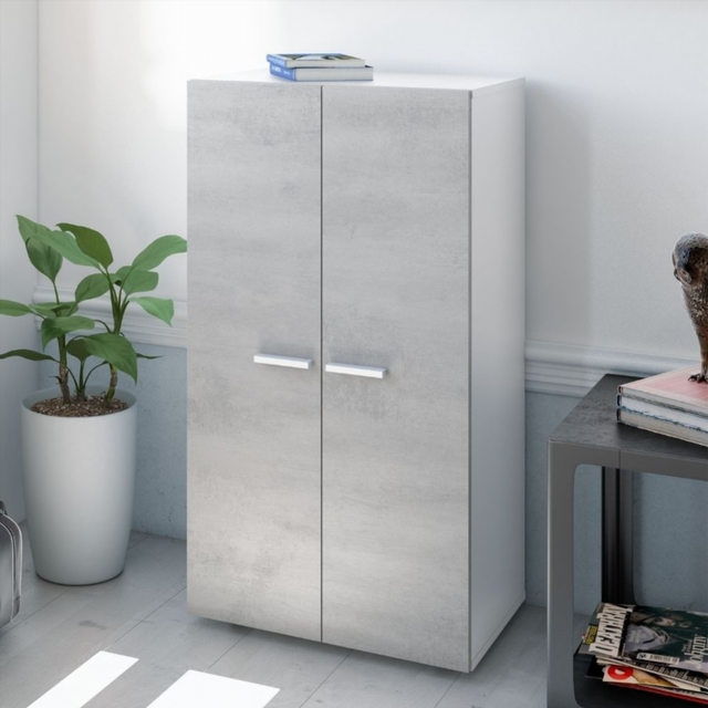 Zapatero 2 Puertas. Cemento/Blanco.