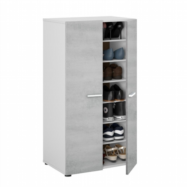 Zapatero 2 Puertas. Cemento/Blanco.