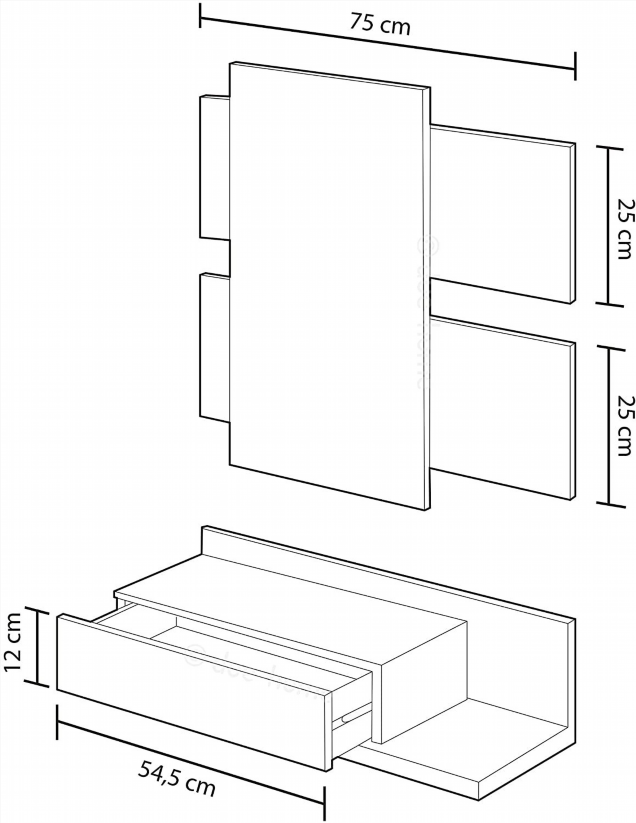 Recibidor Consola con Espejo Blanco y Roble