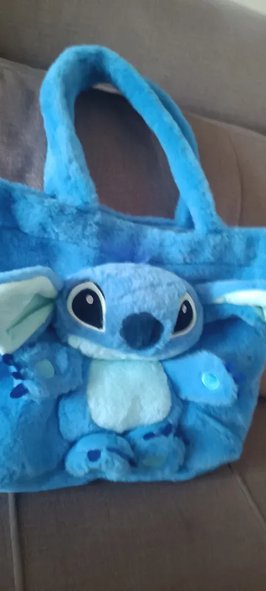 Bolso Peluche Stich Hawaii Azul