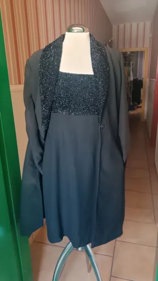 Completo abito/giacca/stuola nero/argento