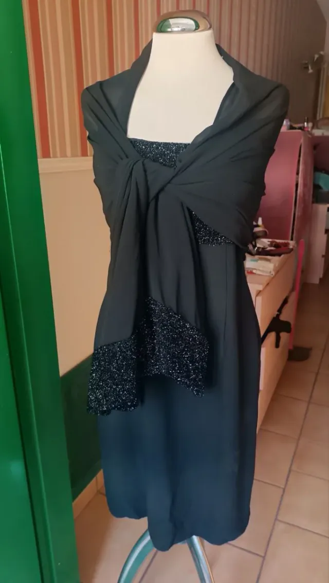 Completo abito/giacca/stuola nero/argento