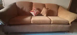 Sofá de 3 plazas en tela marrón chocolate