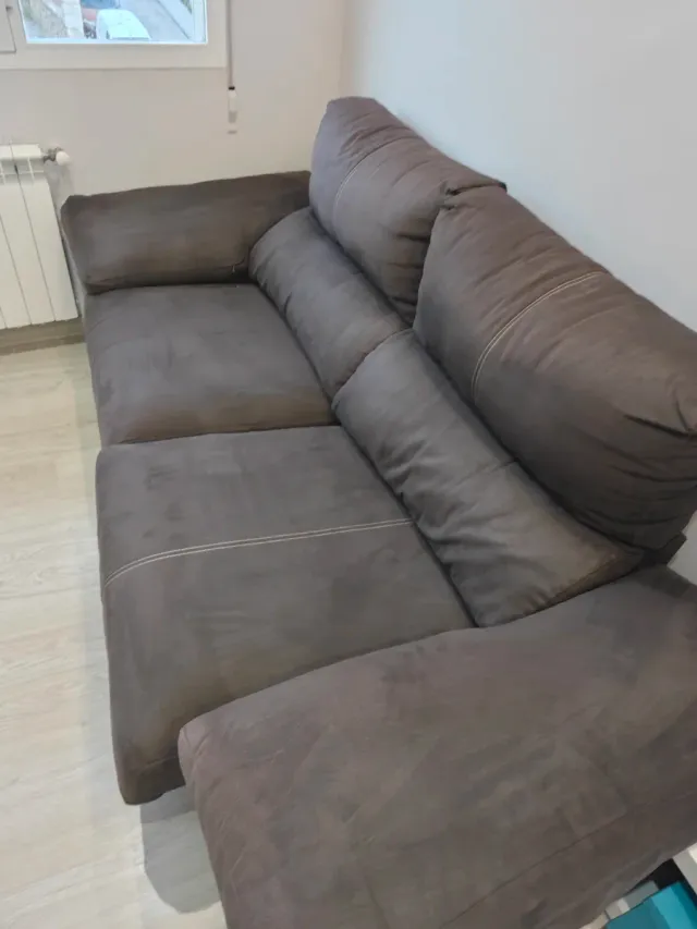 Sofá 3 plazas marrón tela