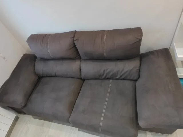 Sofá 3 plazas marrón tela