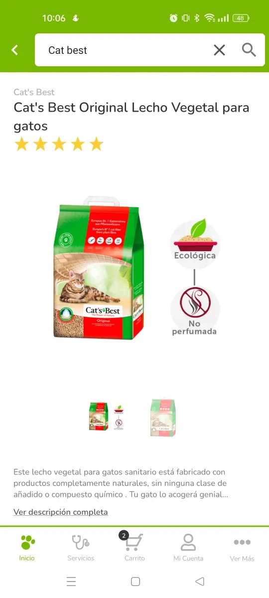 Arena vegetal para gatos Cat's Best