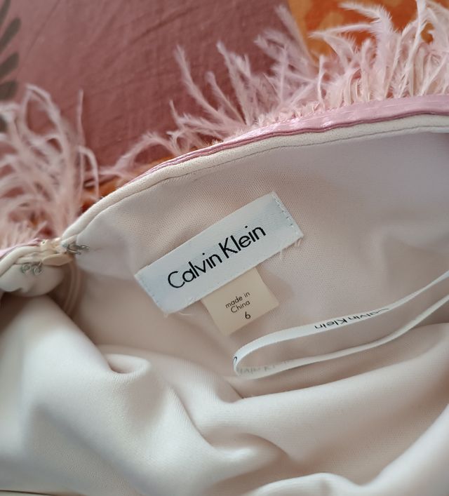 Vestido elegante con plumas