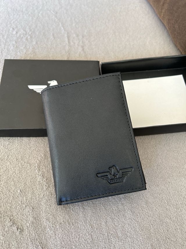 Cartera de piel AMA WOLF negra