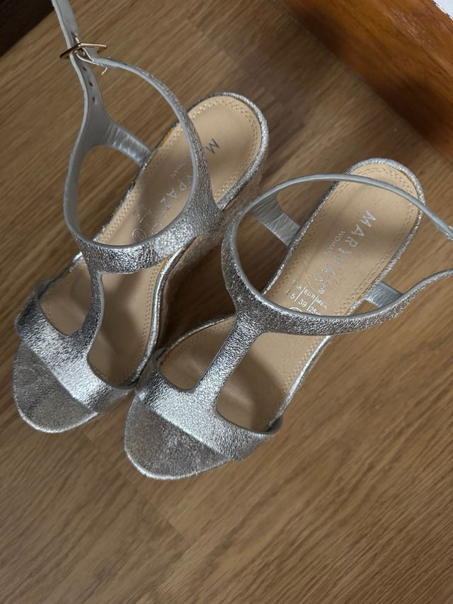 Sandalias esparto plateadas