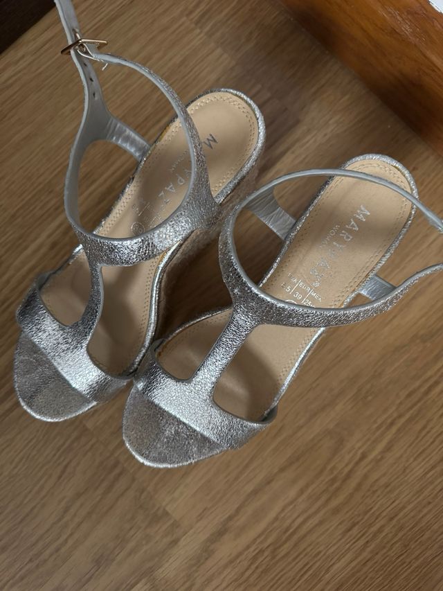 Sandalias esparto plateadas