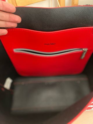 Bolso shopper rojo con estampado de perros