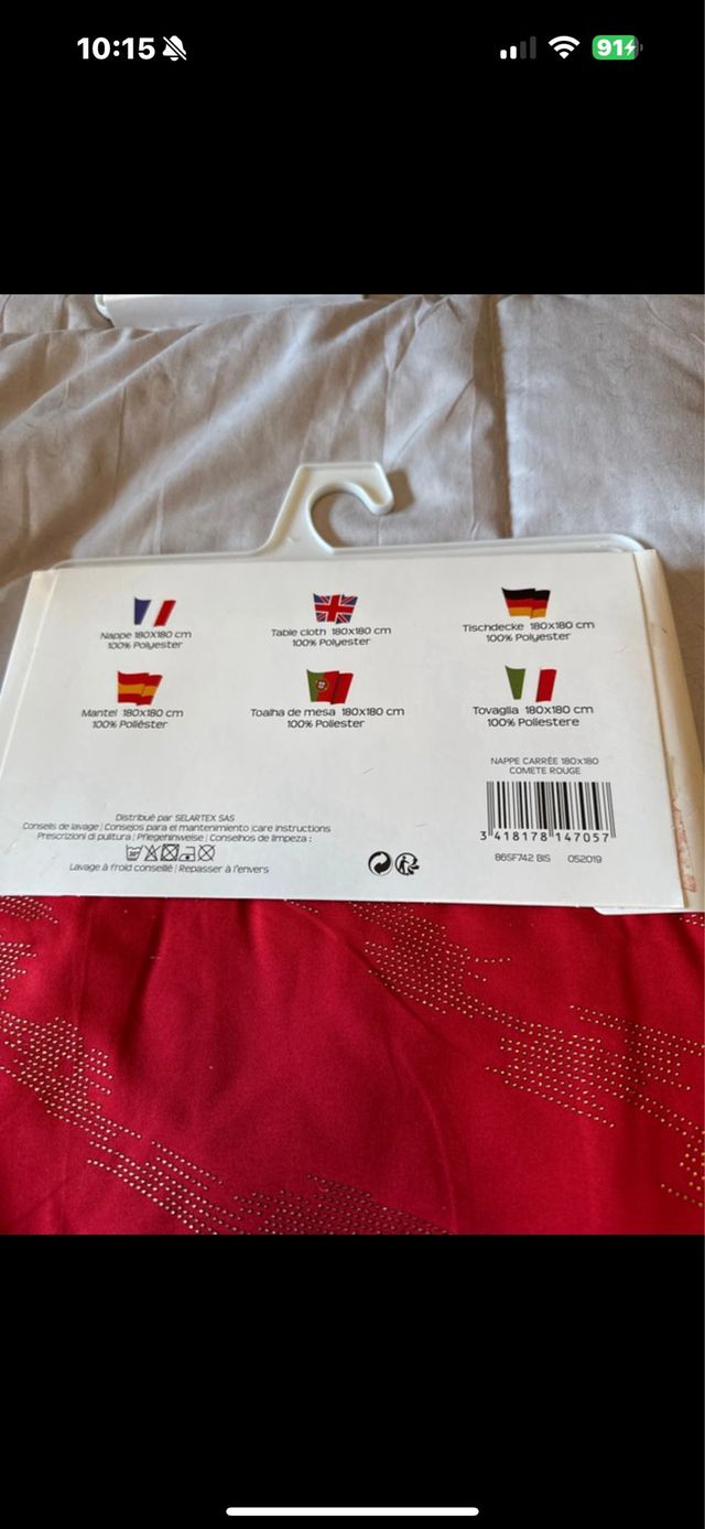 Mantel cuadrado rojo y dorado 180x180