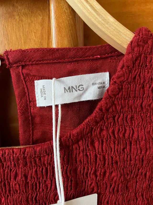 Blusa Mango fruncida algodón M/38/10 nueva