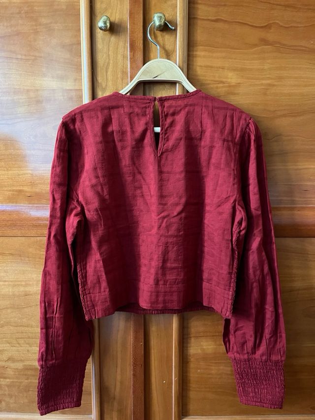 Blusa Mango fruncida algodón M/38/10 nueva