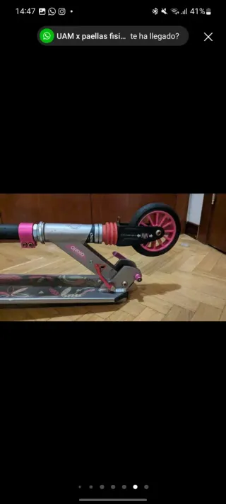 Patinete infantil rosa y gris