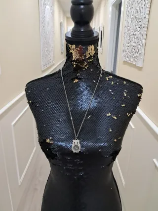 Collar con colgante de reloj búho