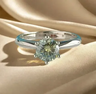 Solitario 1CT Moissanita PLATA.azulado