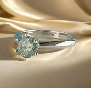 Solitario 1CT Moissanita PLATA.azulado