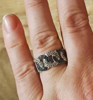 Anillo Plata 925 con Diamantes Azules y Blancos