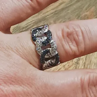 Anillo Plata 925 con Diamantes Azules y Blancos