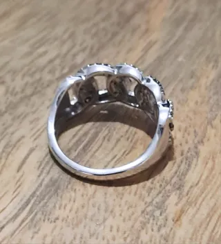 Anillo Plata 925 con Diamantes Azules y Blancos