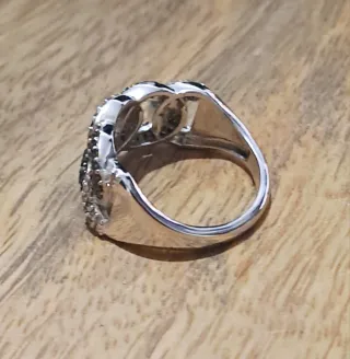 Anillo Plata 925 con Diamantes Azules y Blancos