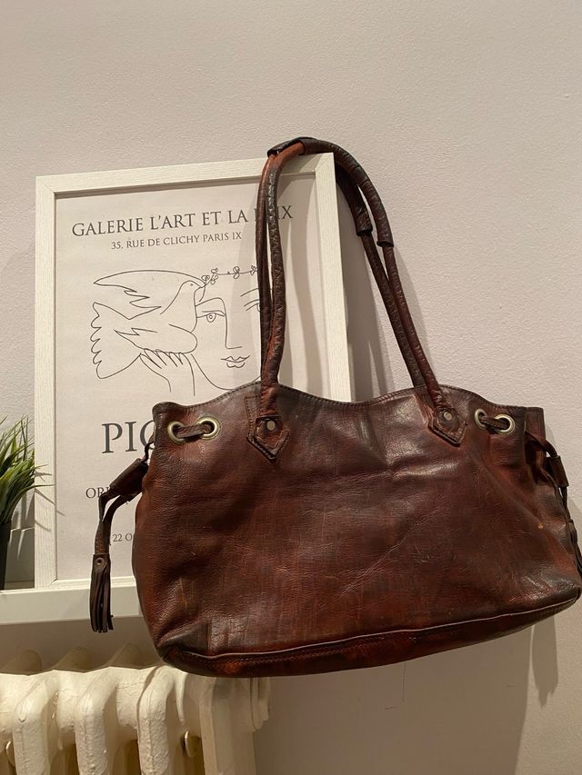 Bolso de cuero marrón hecho a mano en Marruecos