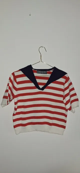 Jersey marinero rayas rojas y blancas