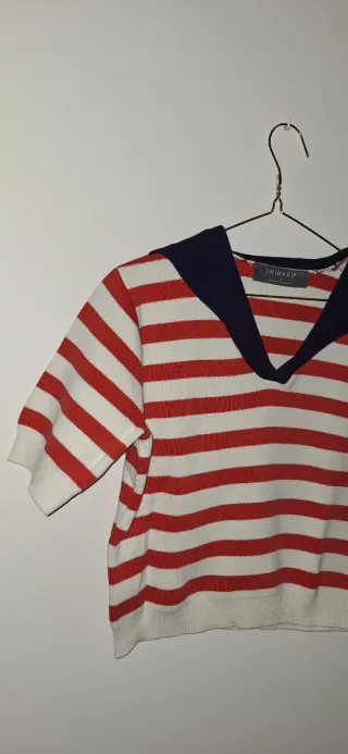 Jersey marinero rayas rojas y blancas