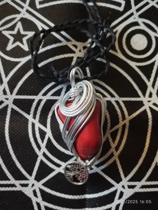 Collana fatta a mano Diaspro Rosso e Albero Vita