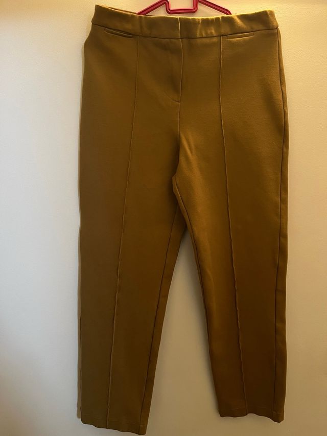 Pantalón Mujer Mostaza Mango