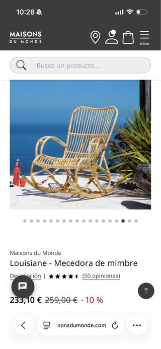 Mecedora de mimbre maisons du monde