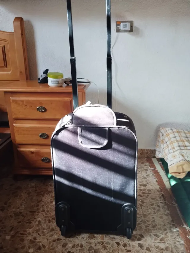 Maleta de viaje negra con ruedas