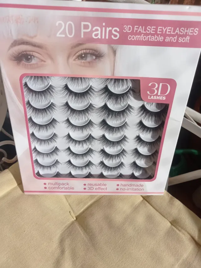 20 Pares Pestañas Postizas 3D