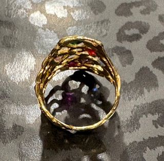 Anillo oro con piedras multicolor