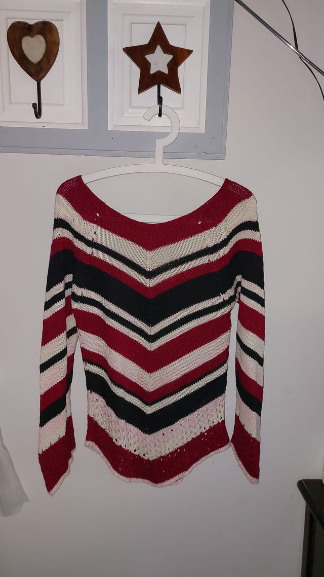 Jersey talla única rayas rojo, negro, blanco