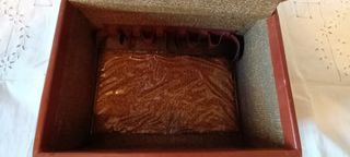 Beauty case vintage marrone con serratura e chiave