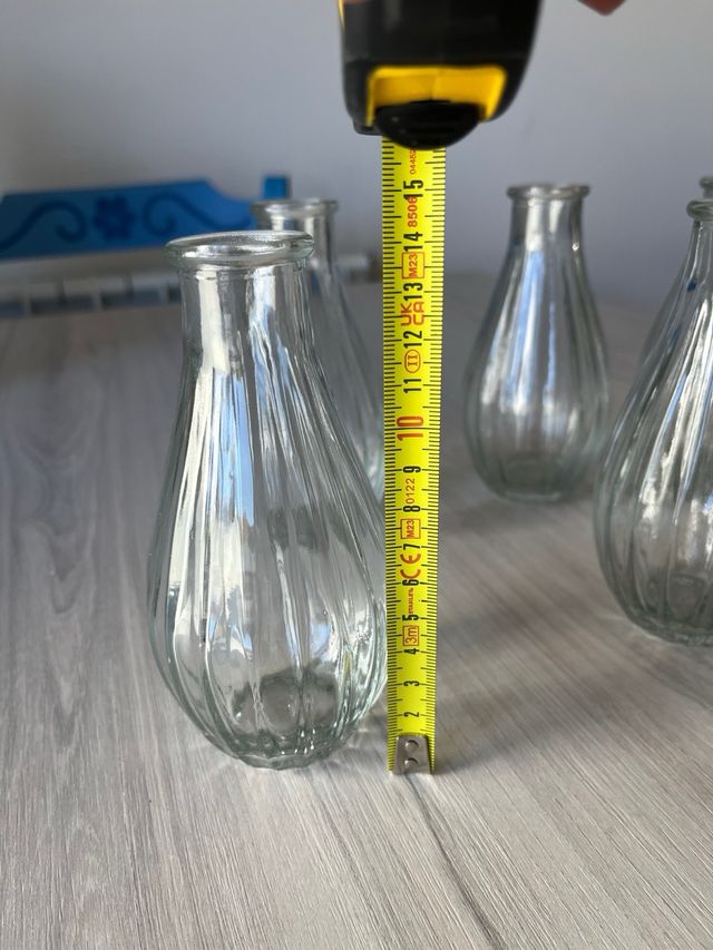 Juego de 6 jarrones pequeños transparentes