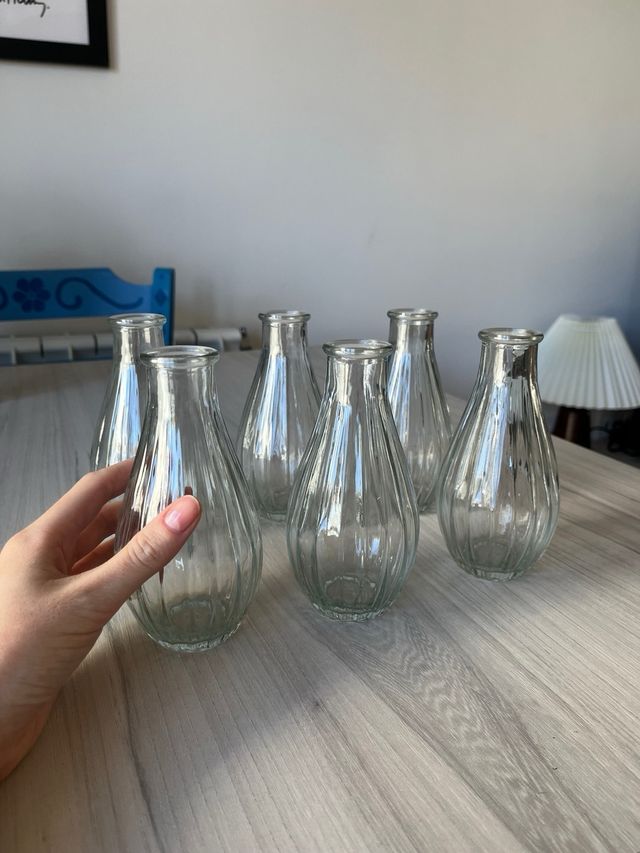 Juego de 6 jarrones pequeños transparentes