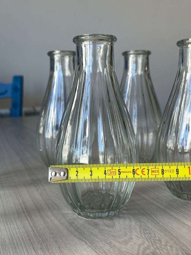 Juego de 6 jarrones pequeños transparentes