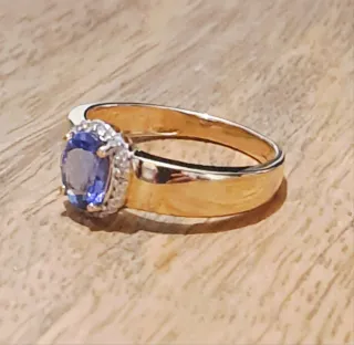 Anillo Oro Tanzanita y Diamantes