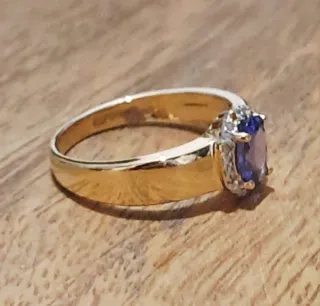 Anillo Oro Tanzanita y Diamantes