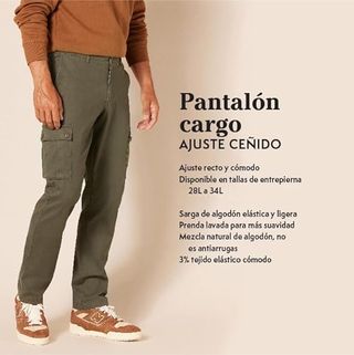 Pantalón Cargo Slim Fit Elástico Verde